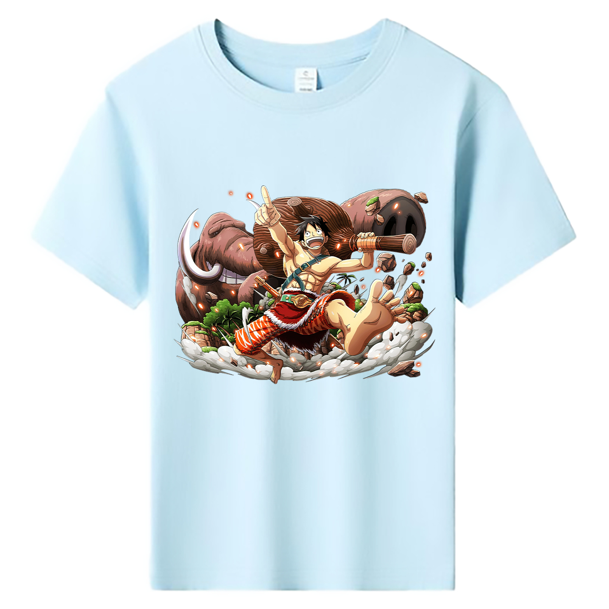 ワンピース モンキー・D・ルフィ ONE PIECE Monkey D. Luffy 綿100％キッズTシャツ（フロントプリント）